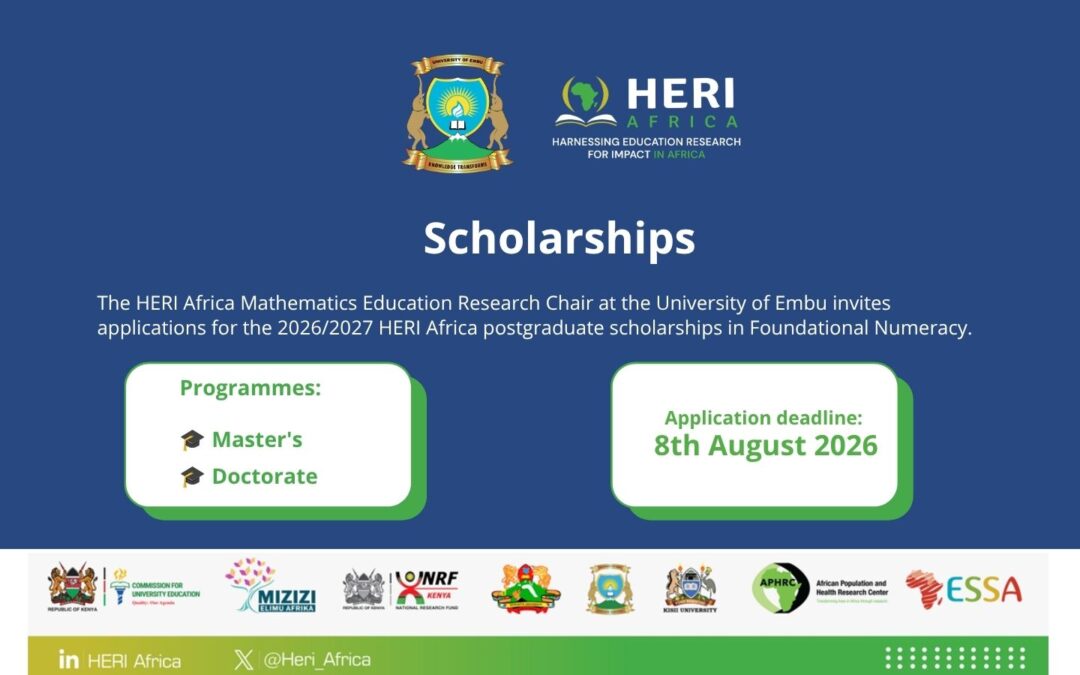 Call for Applications: 2026/2027 HERI Africa Foundational Numeracy Scholarships for Master’s and PhD Students